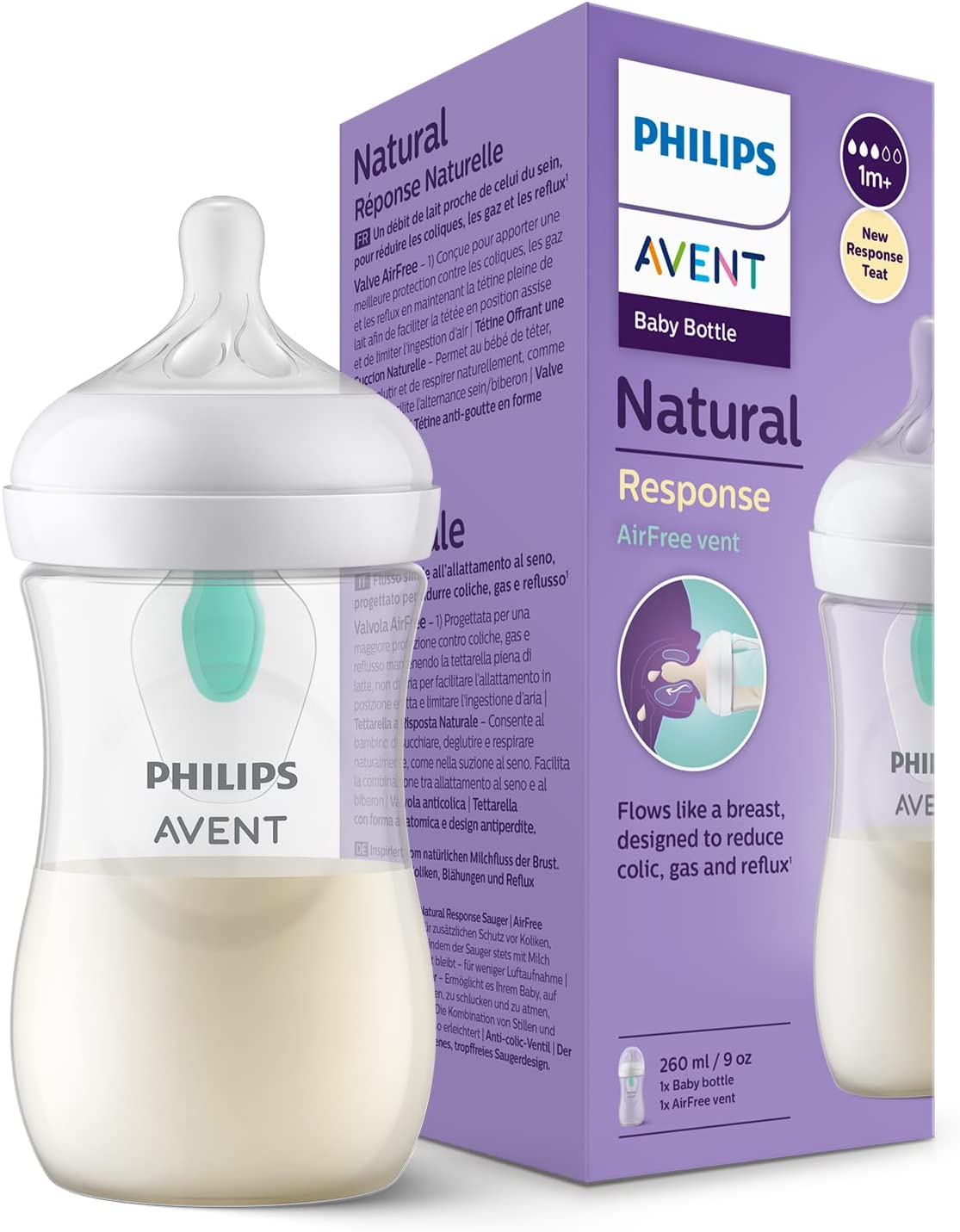 AVENT Butelka Natural Response z nakładką antykolkową 260ml 673/01